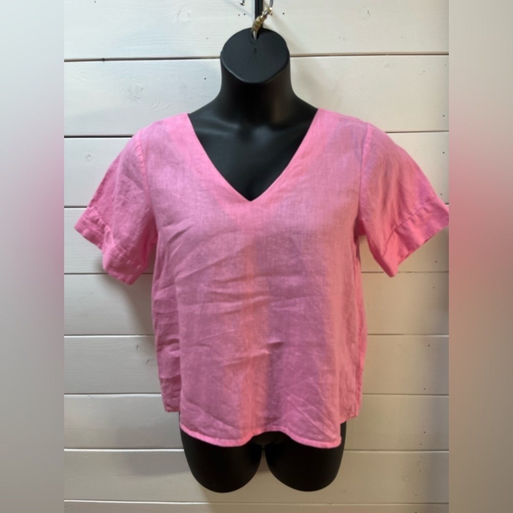 RICH & ROYAL – Pink Linen Top (Estimated M)